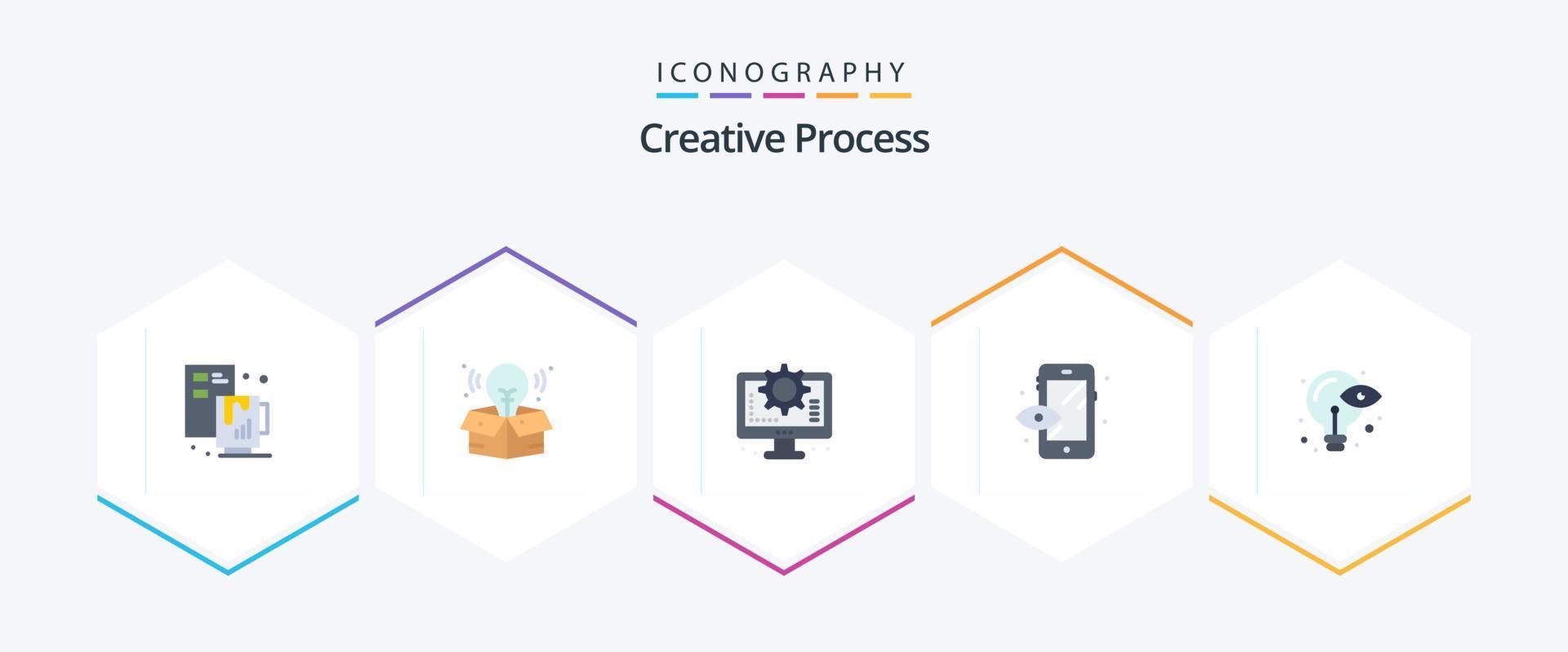 Creative Process 25 Flat icon pack including idea. process. interface. creative. process vector