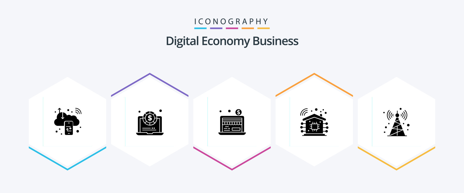 Digital Economy Business 25 Glyph icon pack including . radio. economy