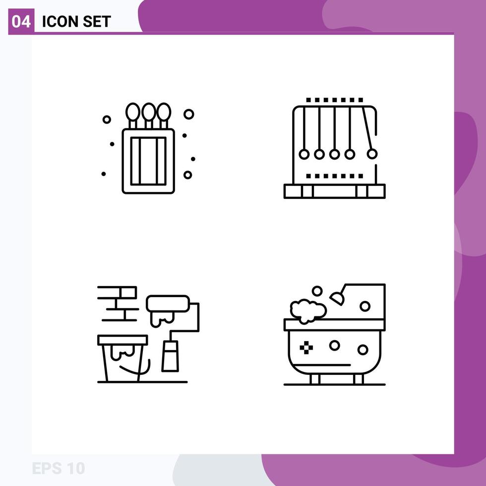 Modern Set of 4 Filledline Flat Colors and symbols such as camping paint gravity swing bath Editable Vector Design Elements