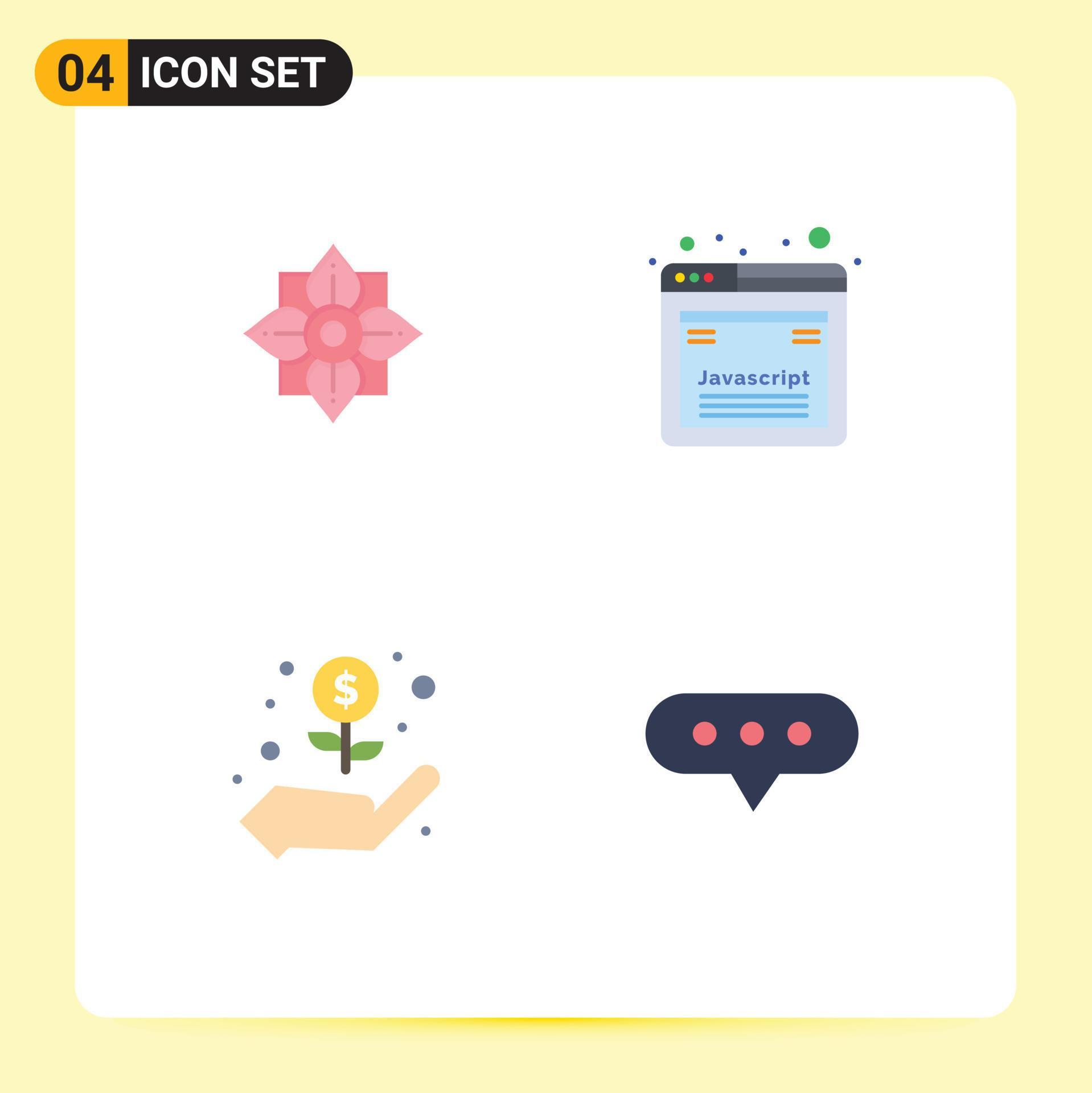 Editable Vector Line Pack of 4 Simple Flat Icons of flower dollar ...