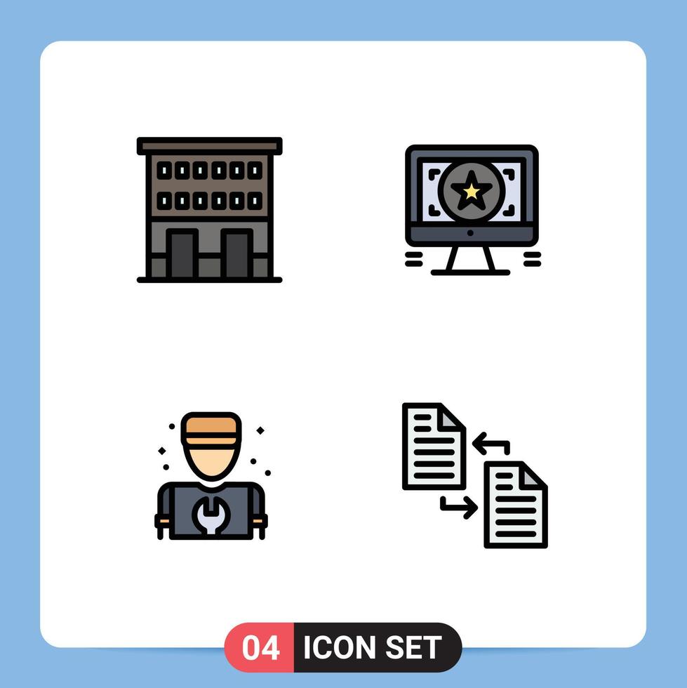 4 Creative Icons Modern Signs and Symbols of buildings man shop front design plumber Editable Vector Design Elements