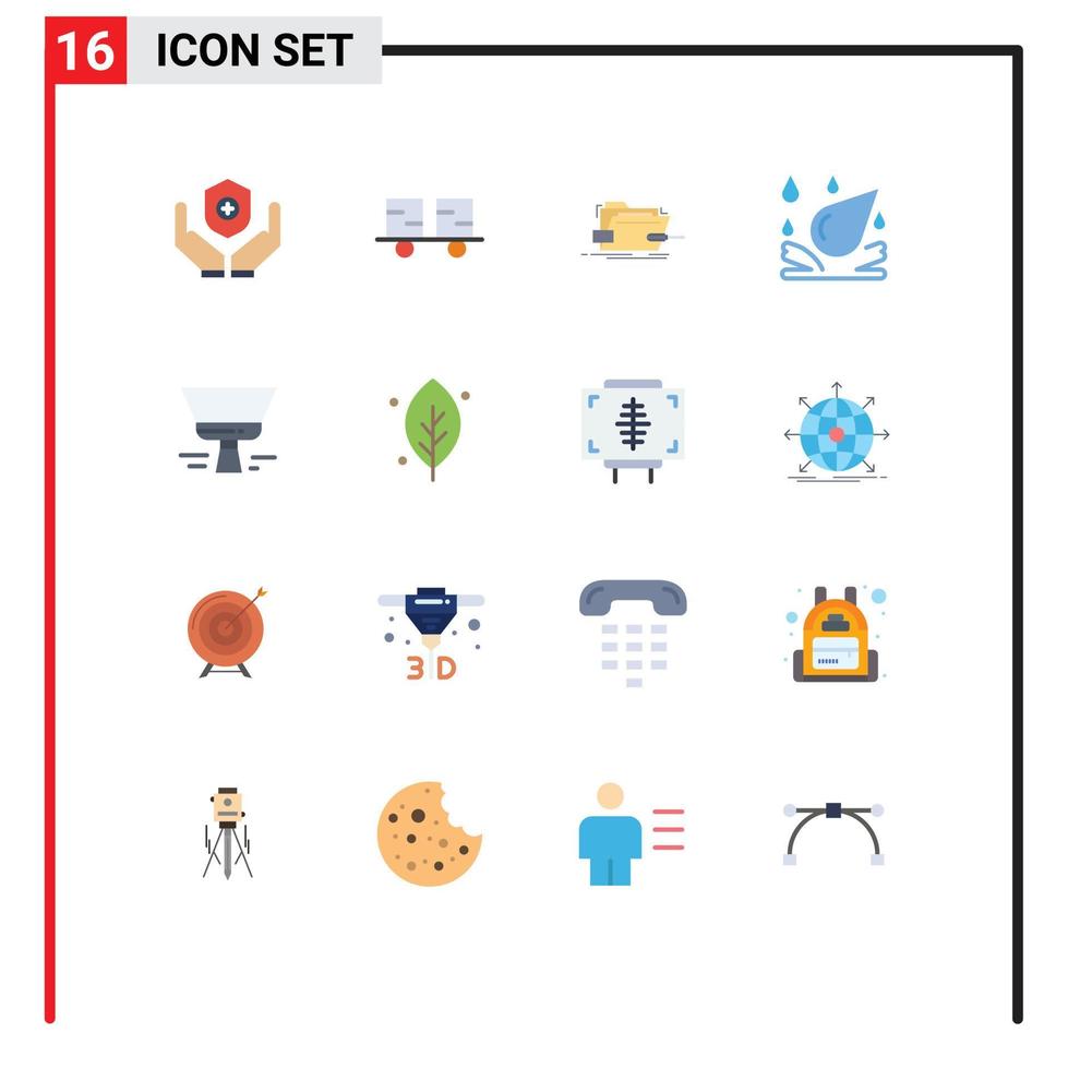 Universal Icon Symbols Group of 16 Modern Flat Colors of brush spa lift truck water drop tech Editable Pack of Creative Vector Design Elements