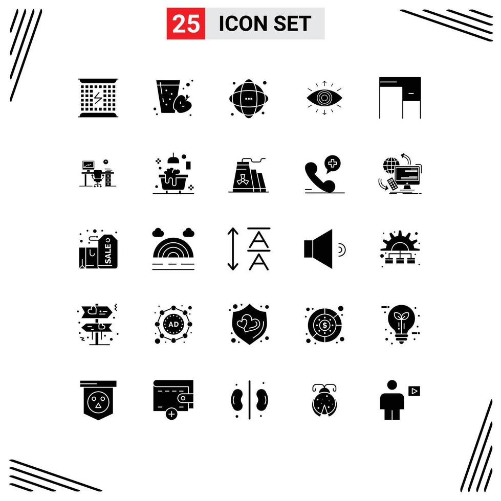 Pack of 25 creative Solid Glyphs of member symbol apple eye network Editable Vector Design Elements