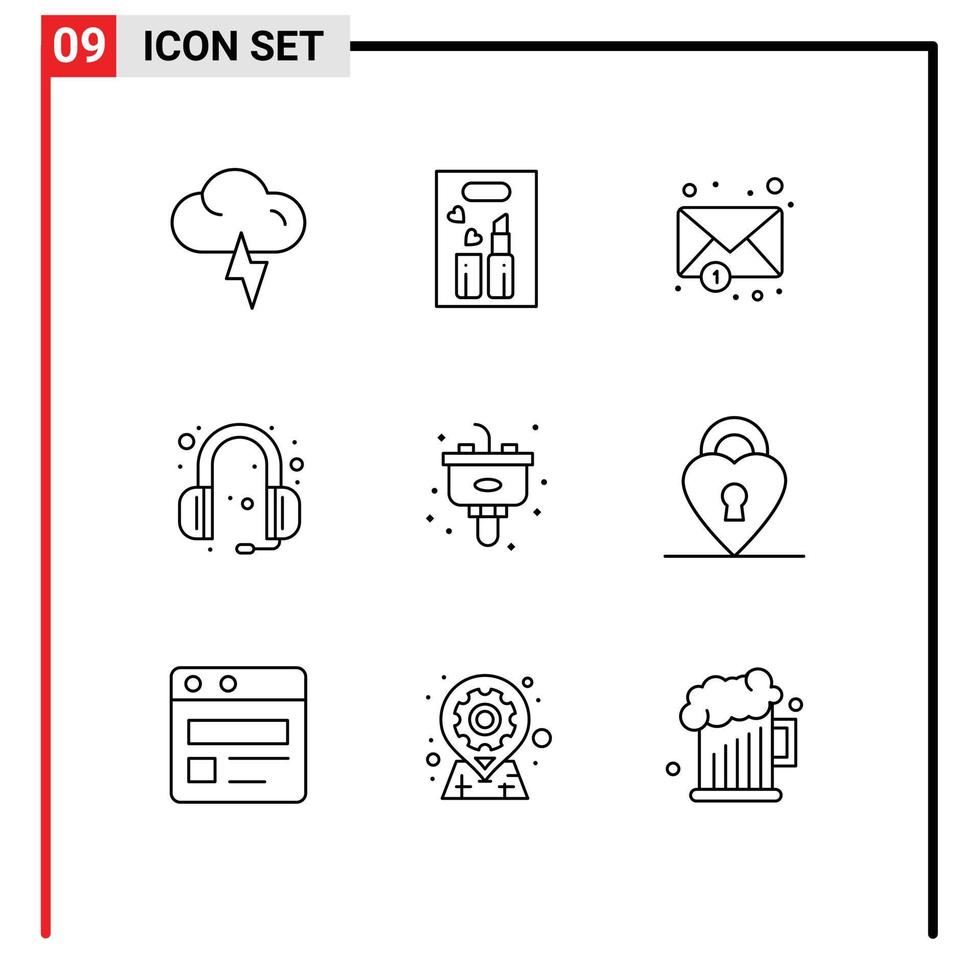 Modern Set of 9 Outlines and symbols such as sink garbage mail disposal support Editable Vector Design Elements