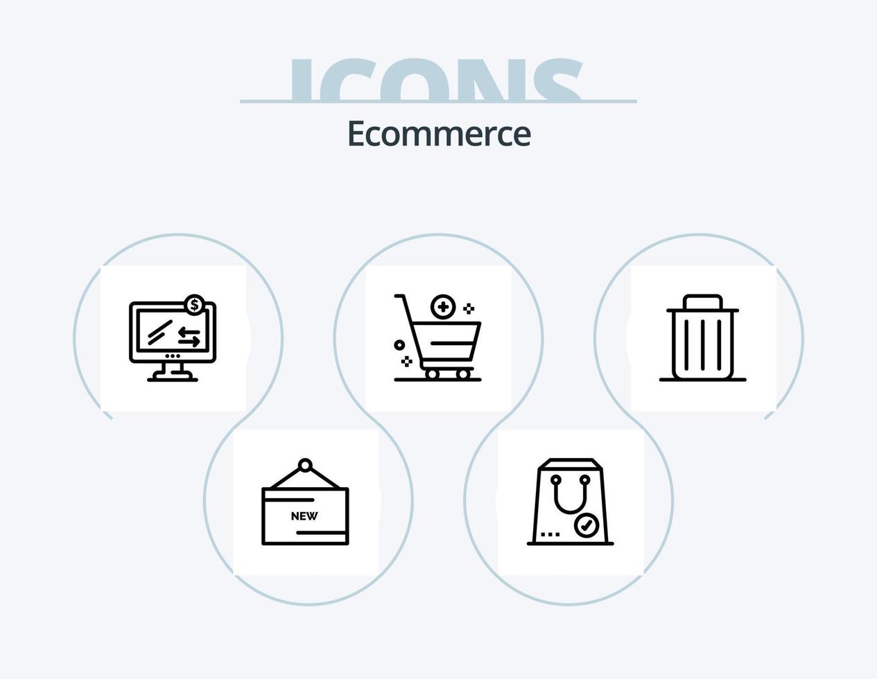 Ecommerce Line Icon Pack 5 Icon Design. increase. add. international. warehouse. storage vector