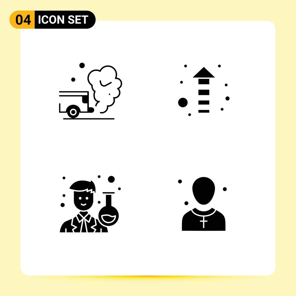 Modern Set of 4 Solid Glyphs and symbols such as air avatar pollution direction scientist Editable Vector Design Elements