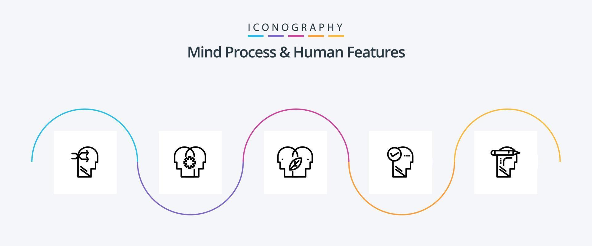 Mind Process And Human Features Line 5 Icon Pack Including mind. eco mind. control. eco. human vector