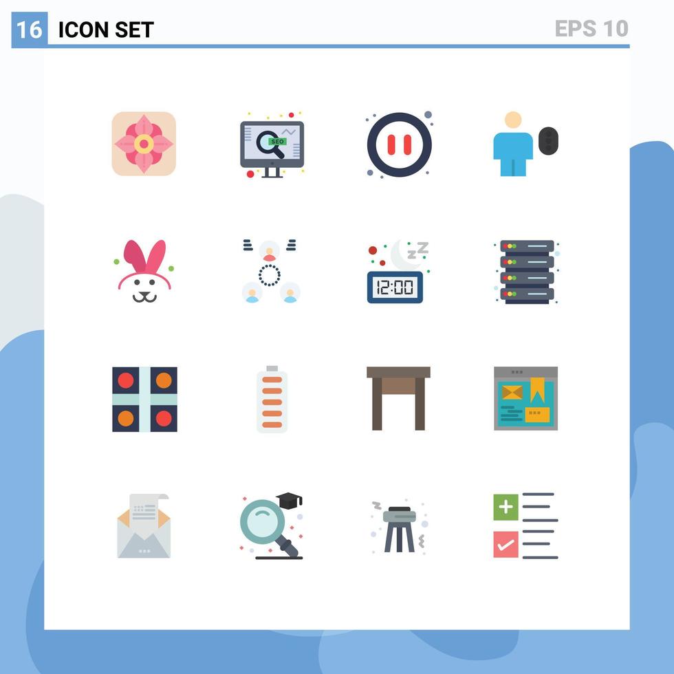 Modern Set of 16 Flat Colors and symbols such as easter password multimedia human avatar Editable Pack of Creative Vector Design Elements