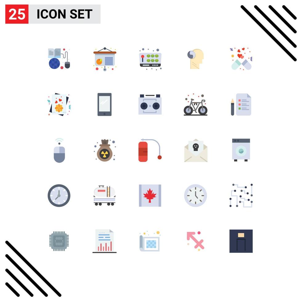 Modern Set of 25 Flat Colors and symbols such as dose mind joystick head svg Editable Vector Design Elements