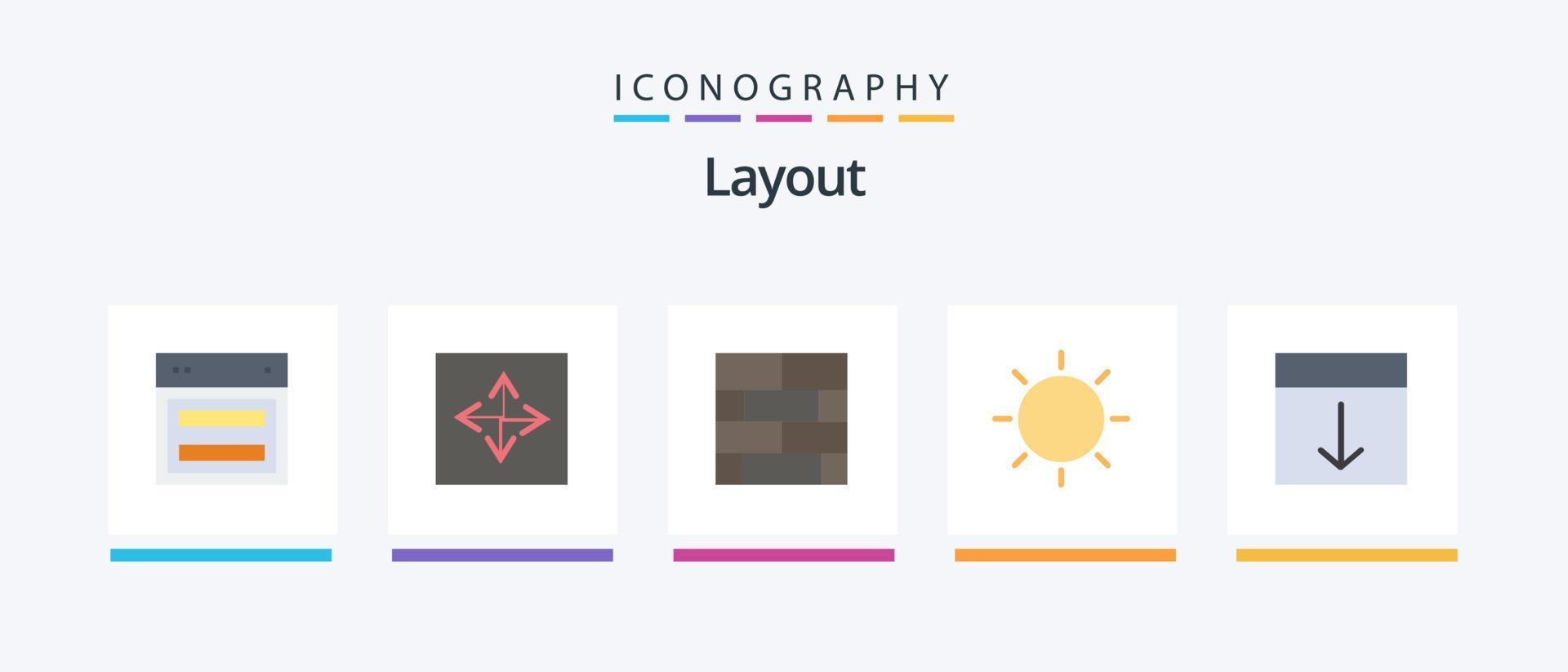 Layout Flat 5 Icon Pack Including light. interface. browser. design. layout. Creative Icons Design vector