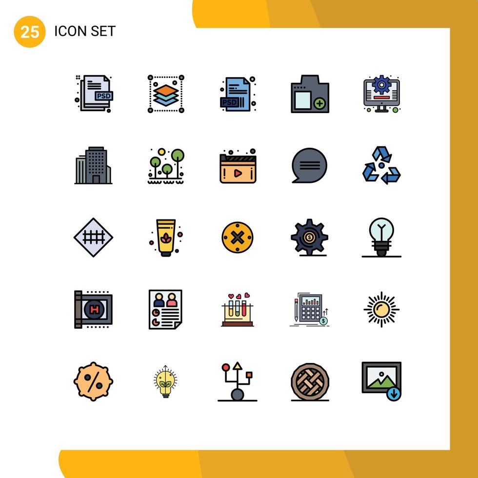Modern Set of 25 Filled line Flat Colors Pictograph of business photo misc digital camera Editable Vector Design Elements