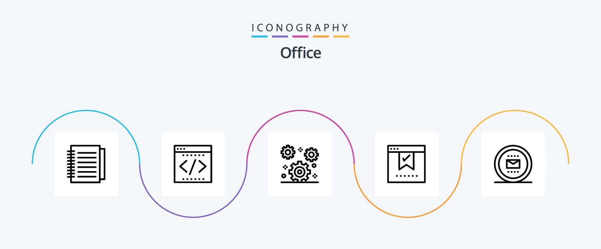 Office Line 5 Icon Pack Including okay. good. startup. check. setting vector