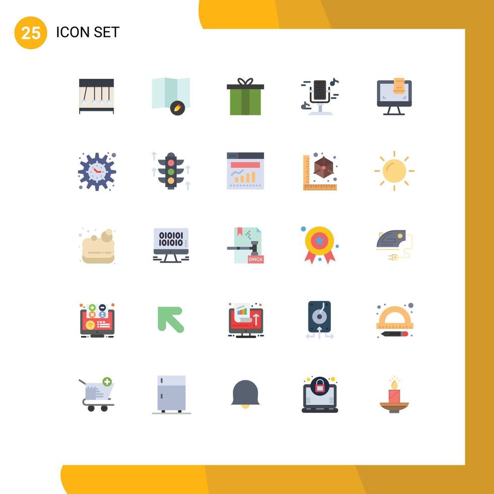 Set of 25 Modern UI Icons Symbols Signs for screen computer christmas design music Editable Vector Design Elements