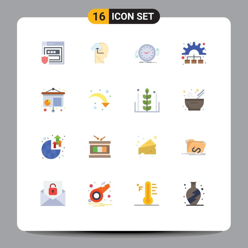 Pack of 16 Modern Flat Colors Signs and Symbols for Web Print Media such as chart process backup marketing time Editable Pack of Creative Vector Design Elements