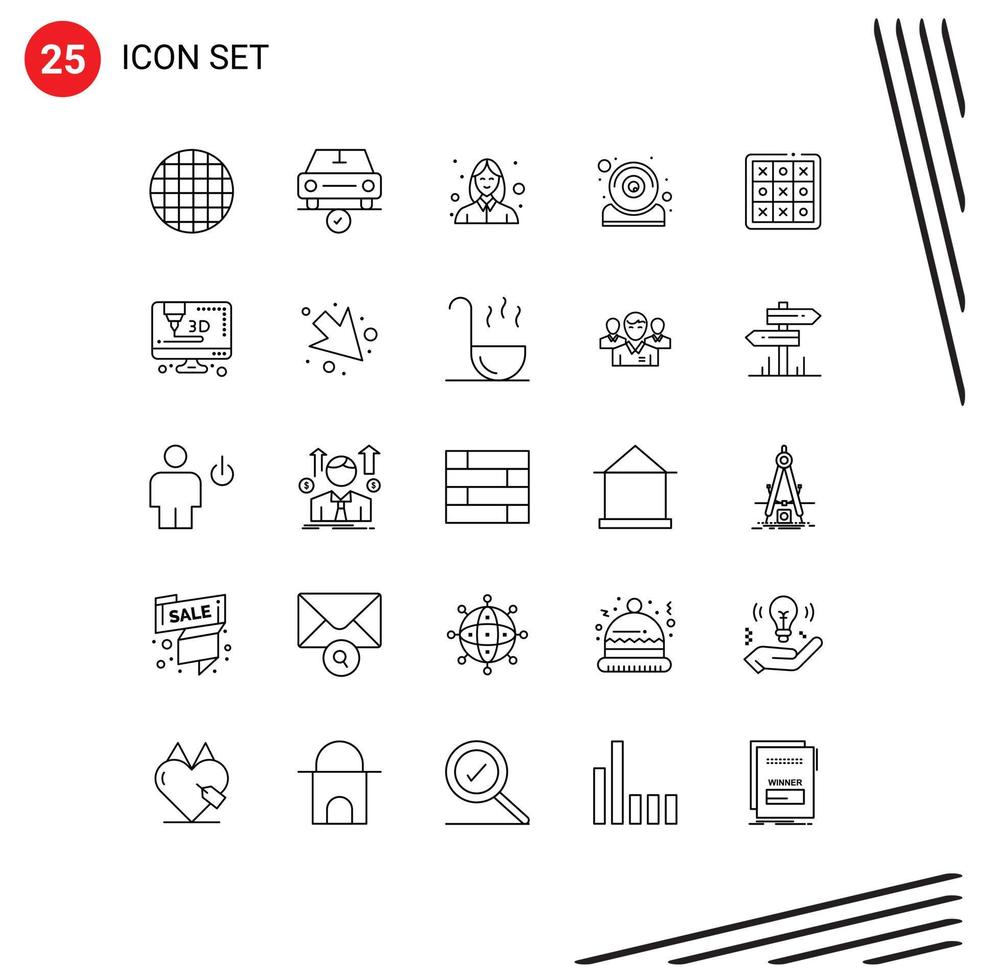 Modern Set of 25 Lines and symbols such as toe webcam avatar it computer Editable Vector Design Elements
