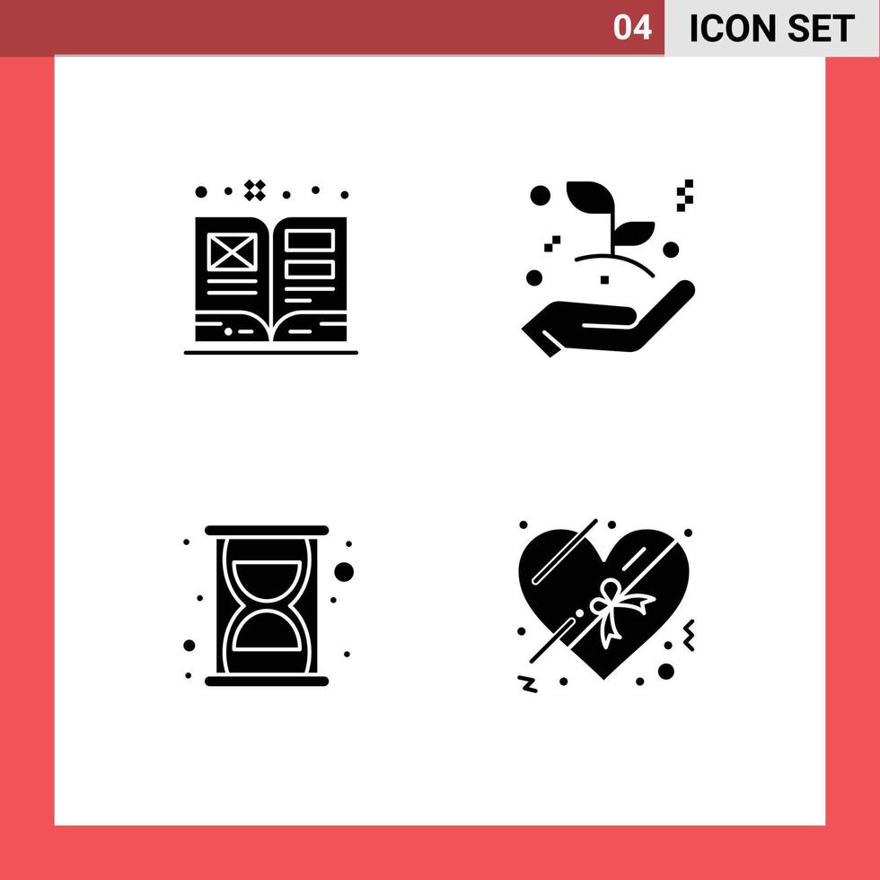 Group of 4 Solid Glyphs Signs and Symbols for art seo textbook hand chocolate Editable Vector Design Elements