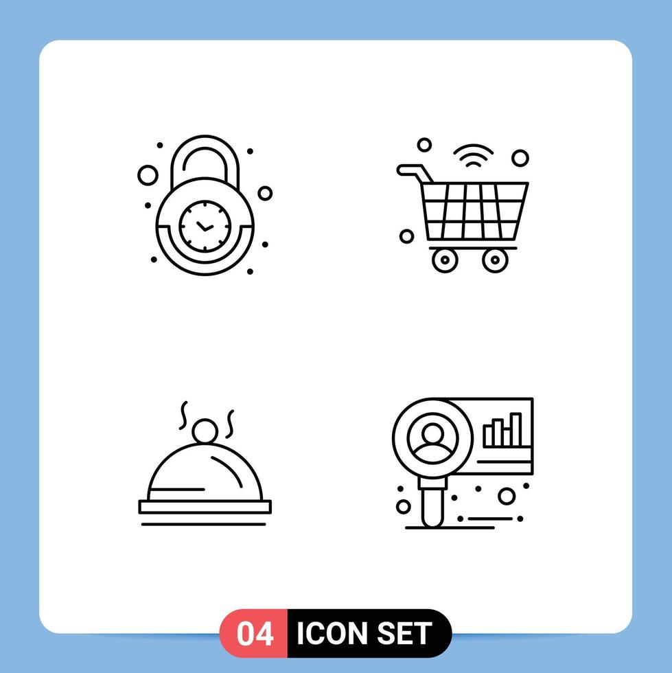 User Interface Pack of 4 Basic Filledline Flat Colors of alarm wifi secure internet dish Editable Vector Design Elements