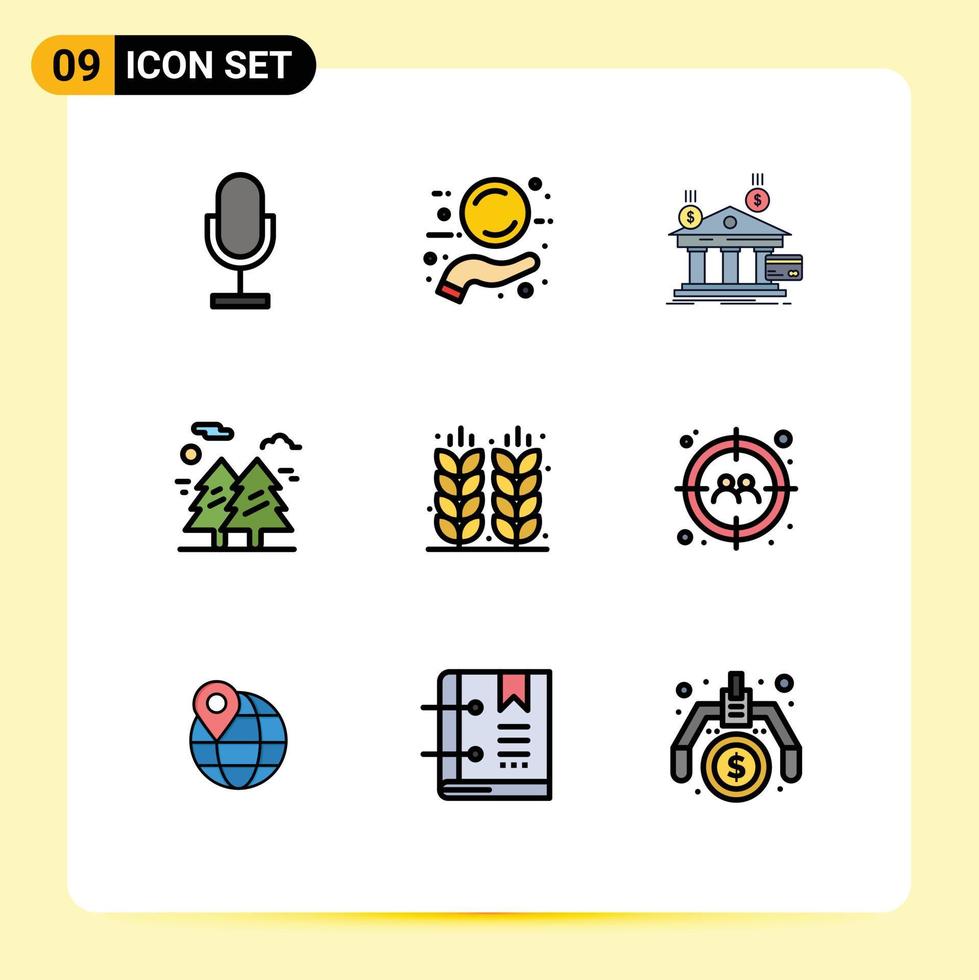 9 Creative Icons Modern Signs and Symbols of hiking tree tag forest financial Editable Vector Design Elements