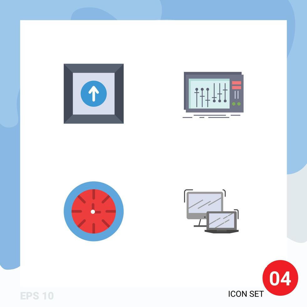 4 Universal Flat Icons Set for Web and Mobile Applications box timer console music global Editable Vector Design Elements