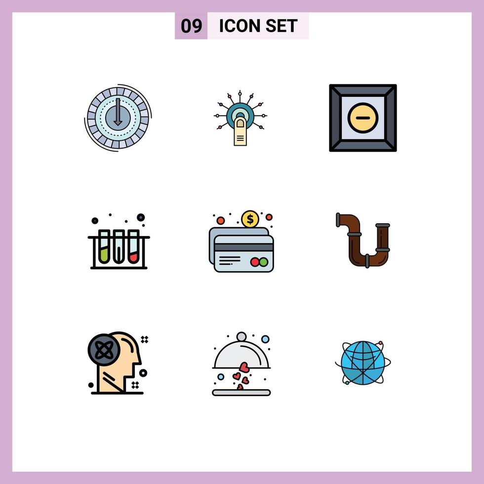 Modern Set of 9 Filledline Flat Colors and symbols such as atm test done lab product Editable Vector Design Elements