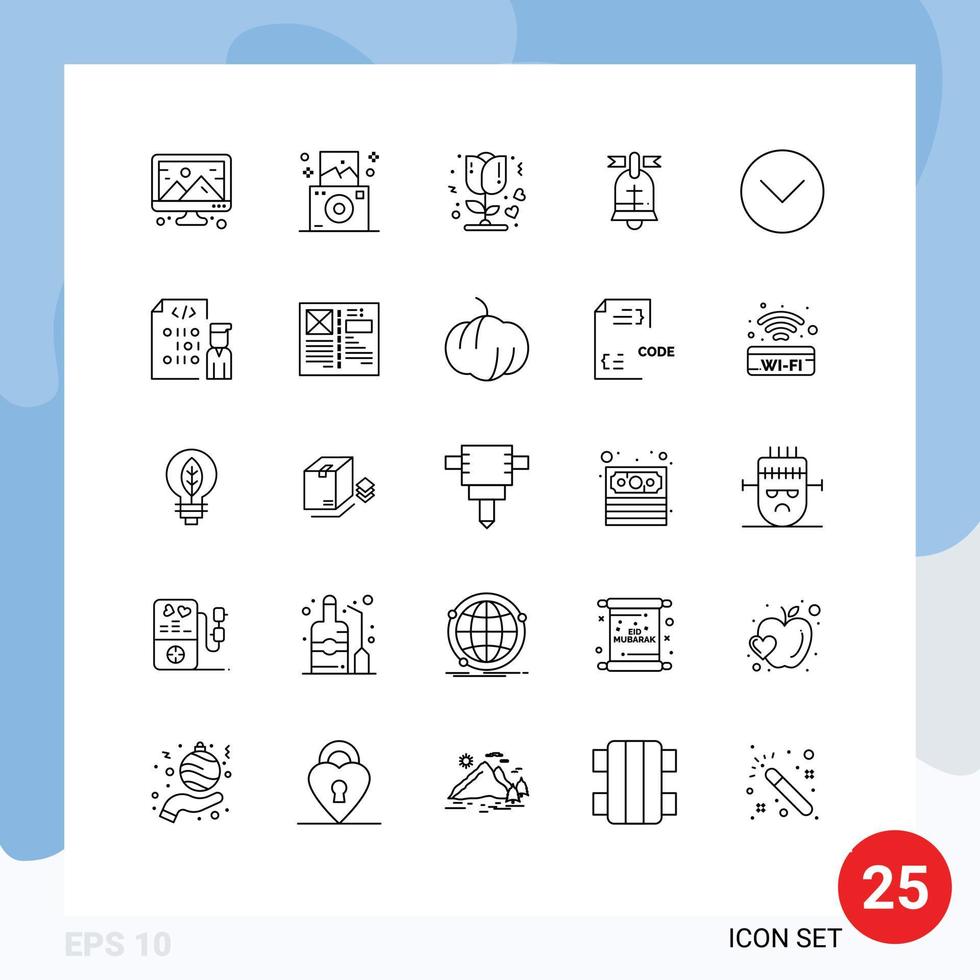 Group of 25 Lines Signs and Symbols for media player down rose usa ring Editable Vector Design Elements