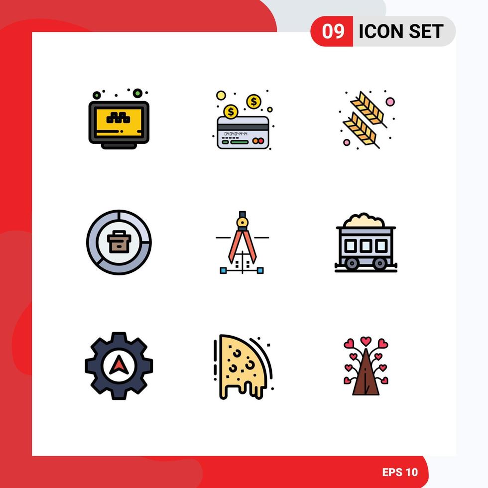 9 Creative Icons Modern Signs and Symbols of compass graph feather data analysis Editable Vector Design Elements
