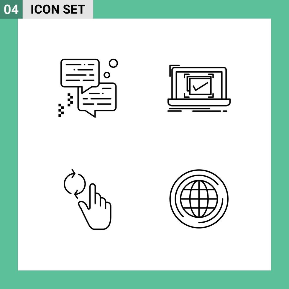 User Interface Pack of 4 Basic Filledline Flat Colors of bubble finger printer checklist refresh Editable Vector Design Elements