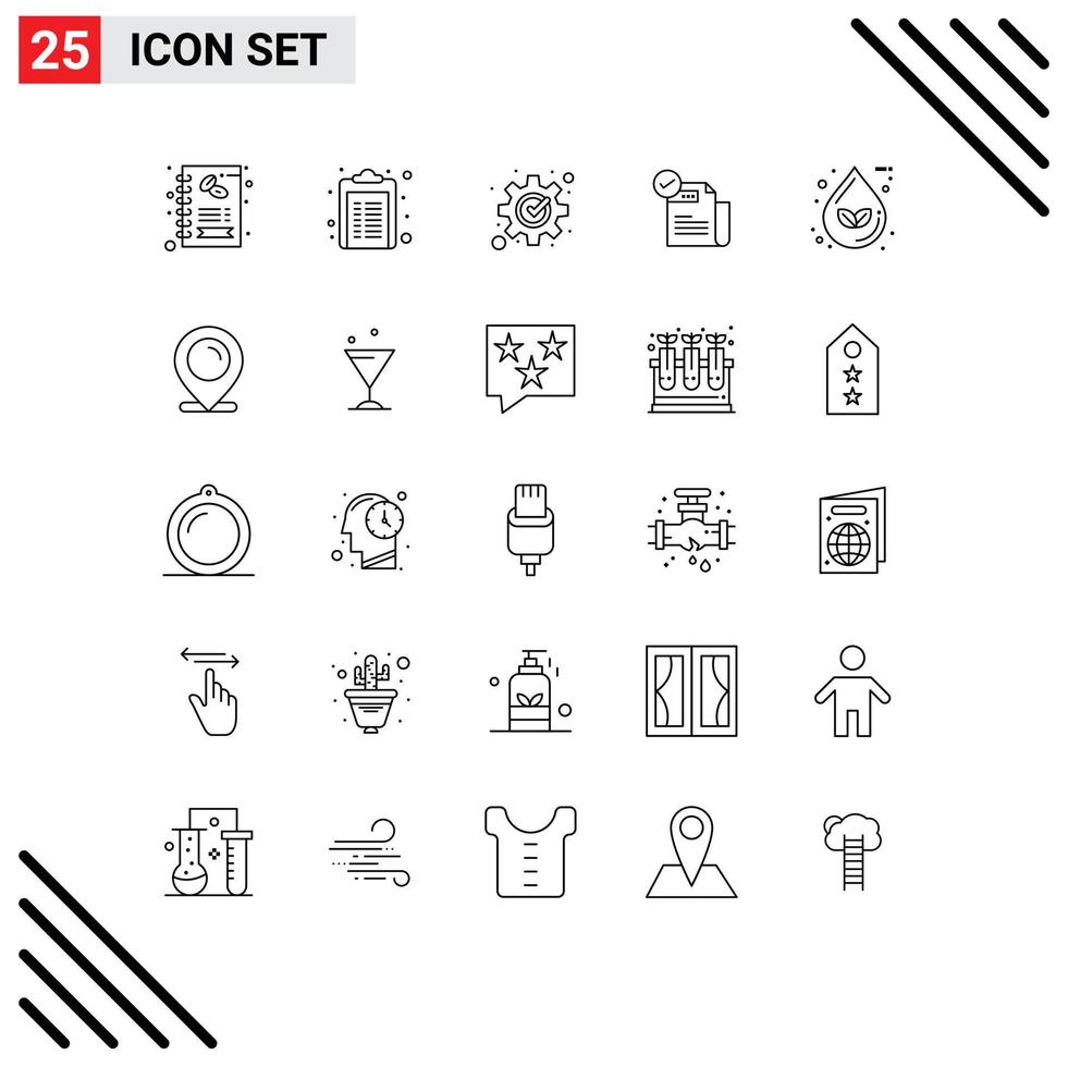 Pack of 25 Modern Lines Signs and Symbols for Web Print Media such as drop featured development feature check Editable Vector Design Elements