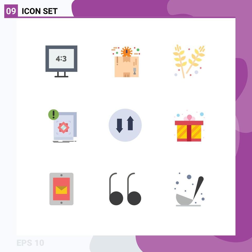 Group of 9 Modern Flat Colors Set for arrows information agriculture infrastructure structure Editable Vector Design Elements
