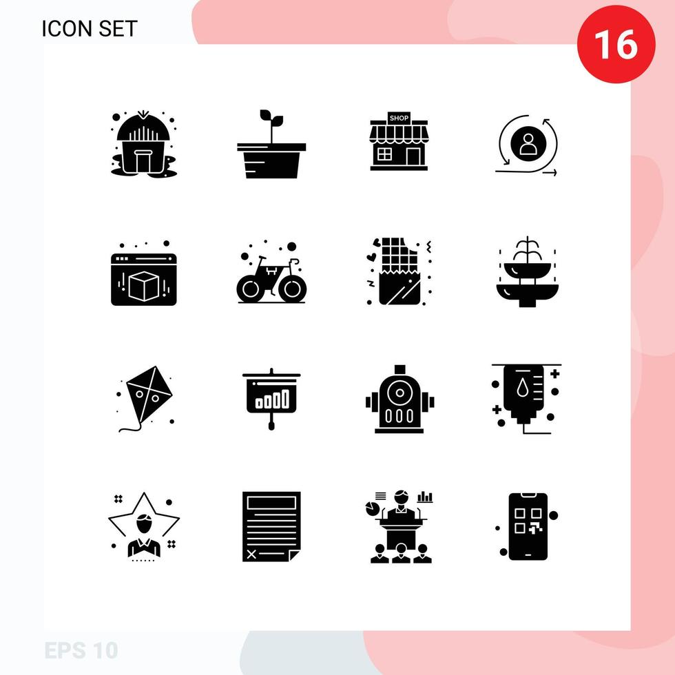 User Interface Pack of 16 Basic Solid Glyphs of web box online digital visiter Editable Vector Design Elements