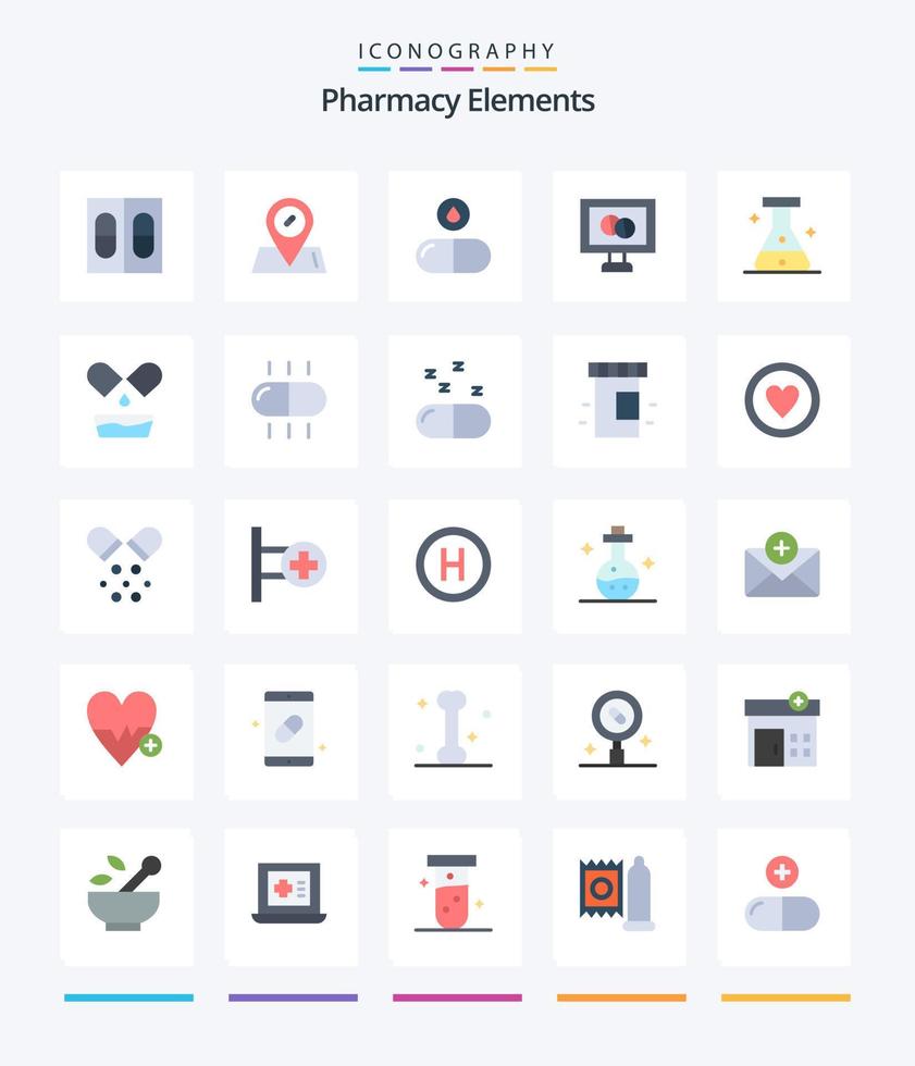 creativo farmacia elementos 25 plano icono paquete tal como médico. laboratorio. gota. médico. tableta vector