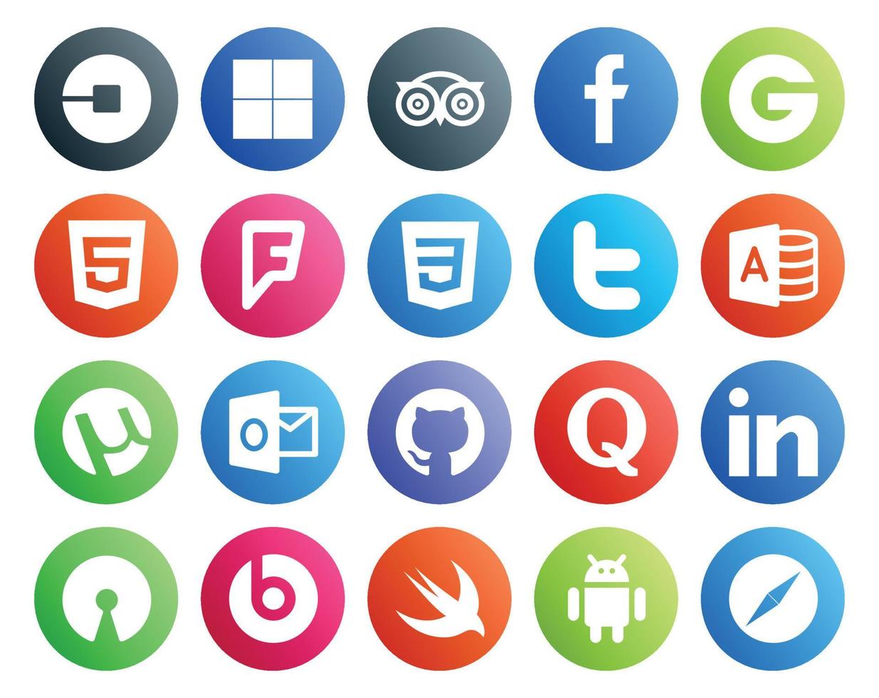 20 Social Media Icon Pack Including quora outlook html utorrent tweet vector