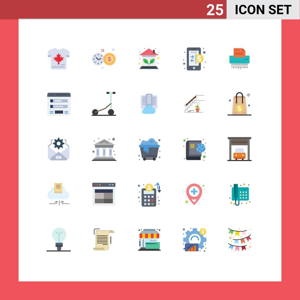Editable Vector Line Pack of 25 Simple Flat Colors of confidential internet ecological finance business Editable Vector Design Elements