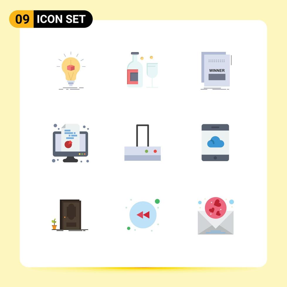9 Universal Flat Colors Set for Web and Mobile Applications pie computer whiskey chart malicious Editable Vector Design Elements