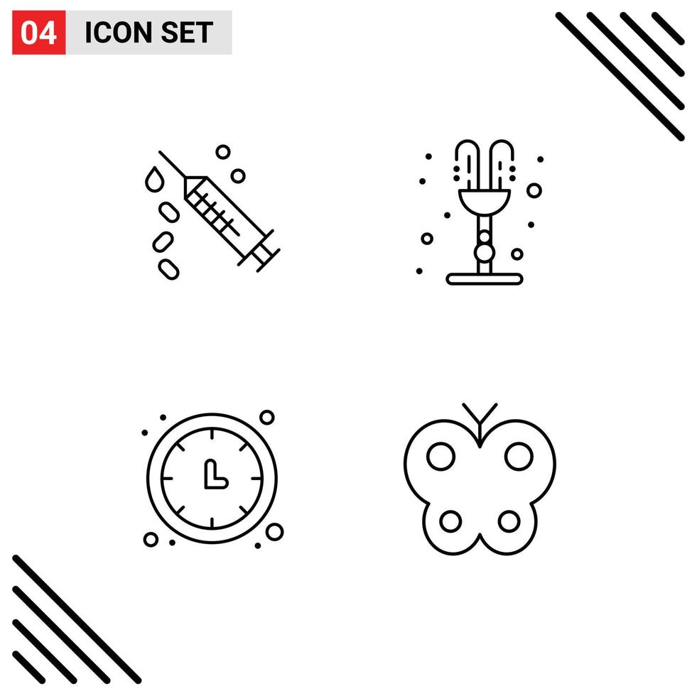 User Interface Pack of 4 Basic Filledline Flat Colors of injection time treatment romance timer Editable Vector Design Elements