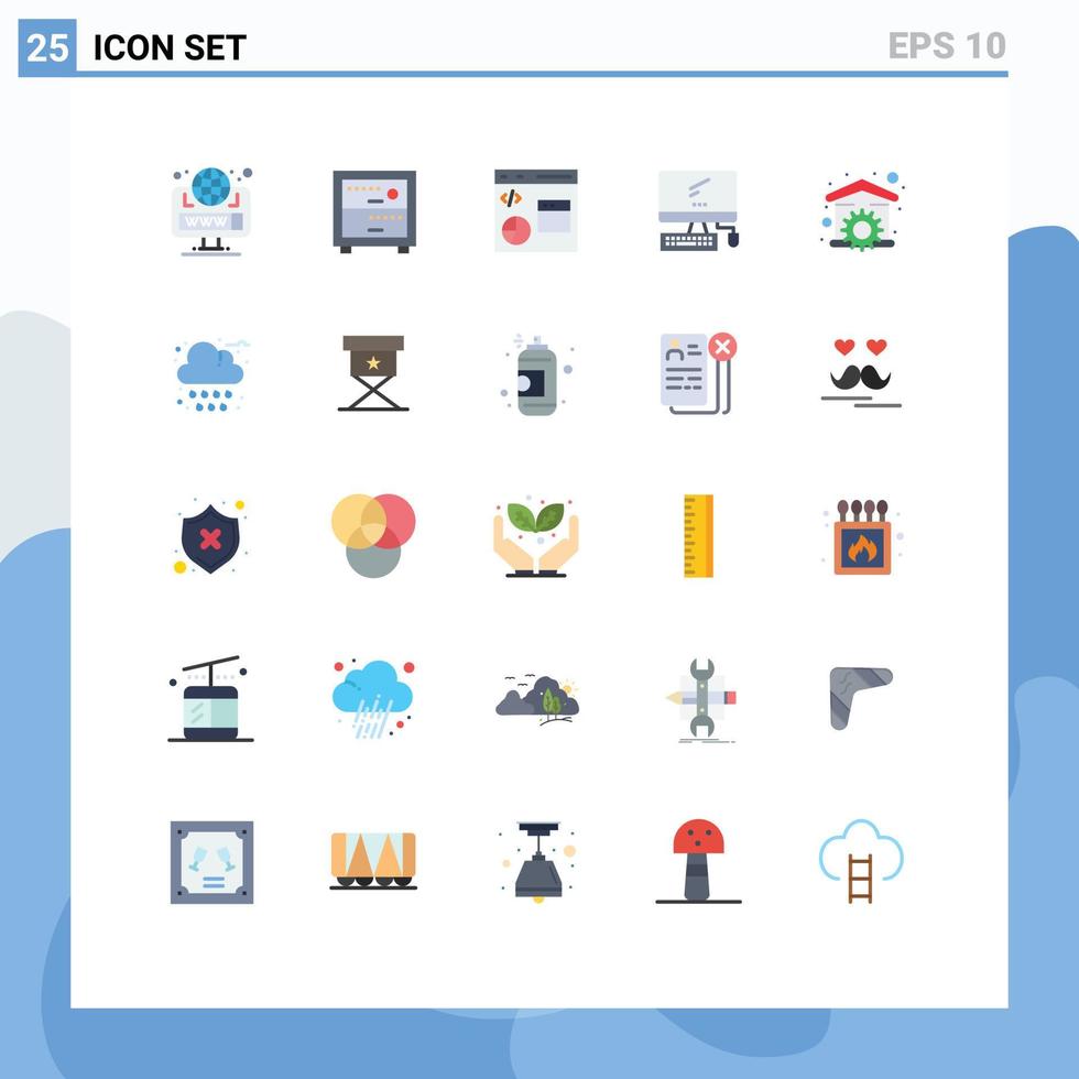 Group of 25 Modern Flat Colors Set for house imac data device computer Editable Vector Design Elements
