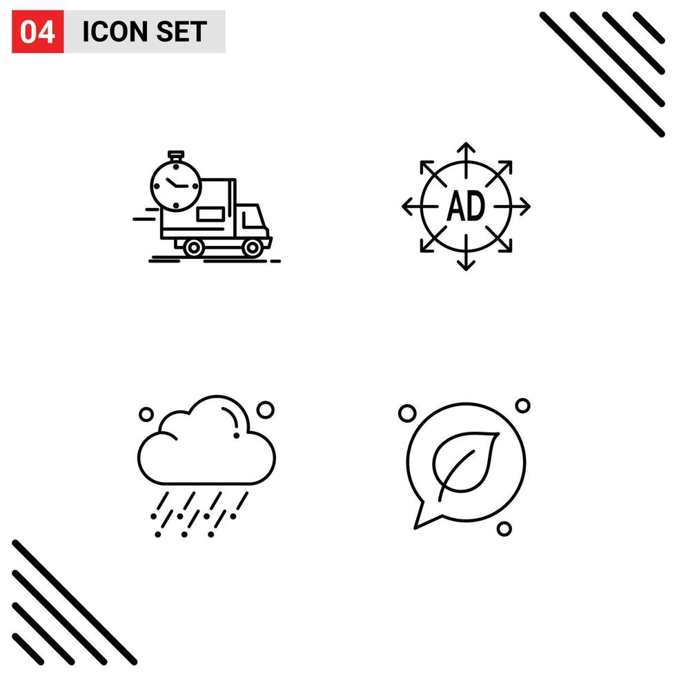 Group of 4 Filledline Flat Colors Signs and Symbols for delivery cloud transport submission weather Editable Vector Design Elements