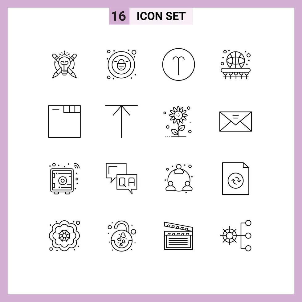 Stock Vector Icon Pack of 16 Line Signs and Symbols for tabs learning sign game basket Editable Vector Design Elements