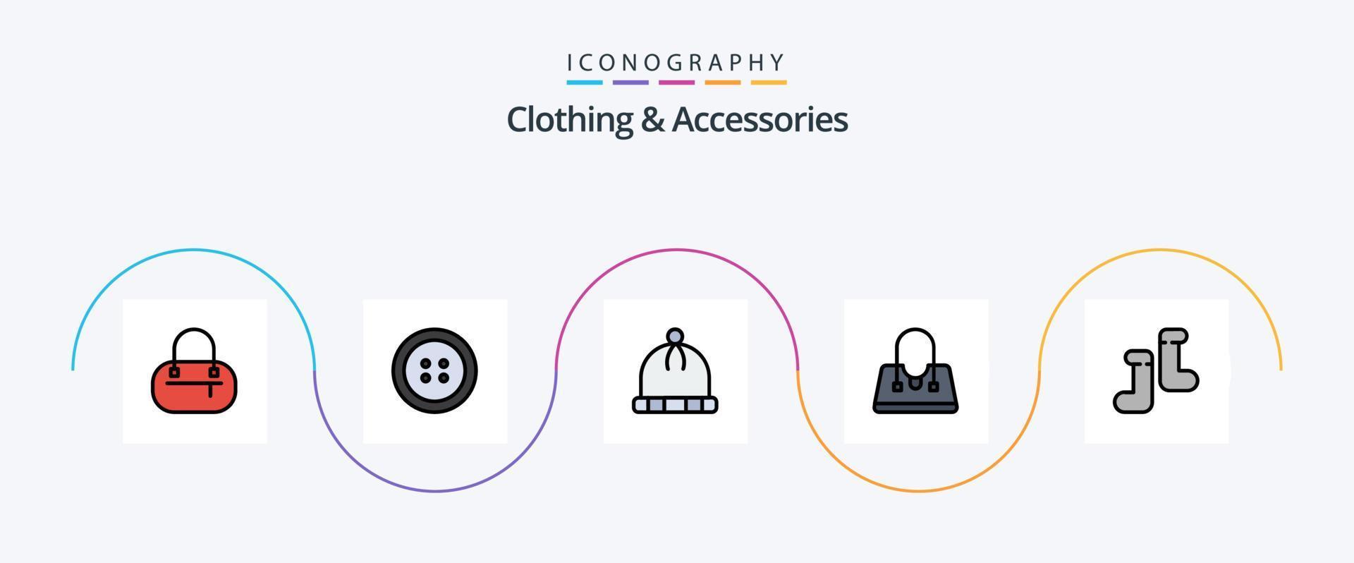 Clothing and Accessories Line Filled Flat 5 Icon Pack Including . fashion. vector