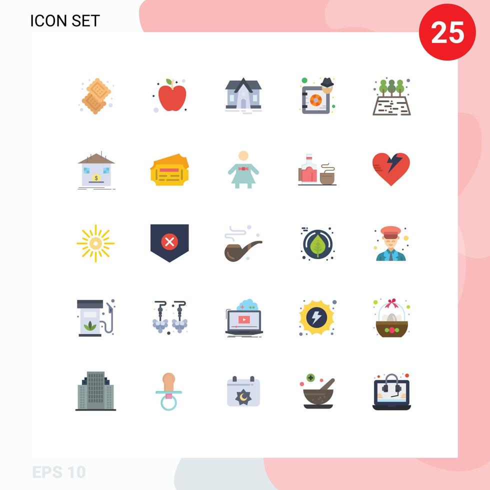 25 Universal Flat Colors Set for Web and Mobile Applications garden lock building safe deposit Editable Vector Design Elements