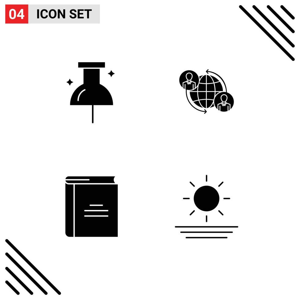 Universal Icon Symbols Group of 4 Modern Solid Glyphs of location education connected internet open book Editable Vector Design Elements