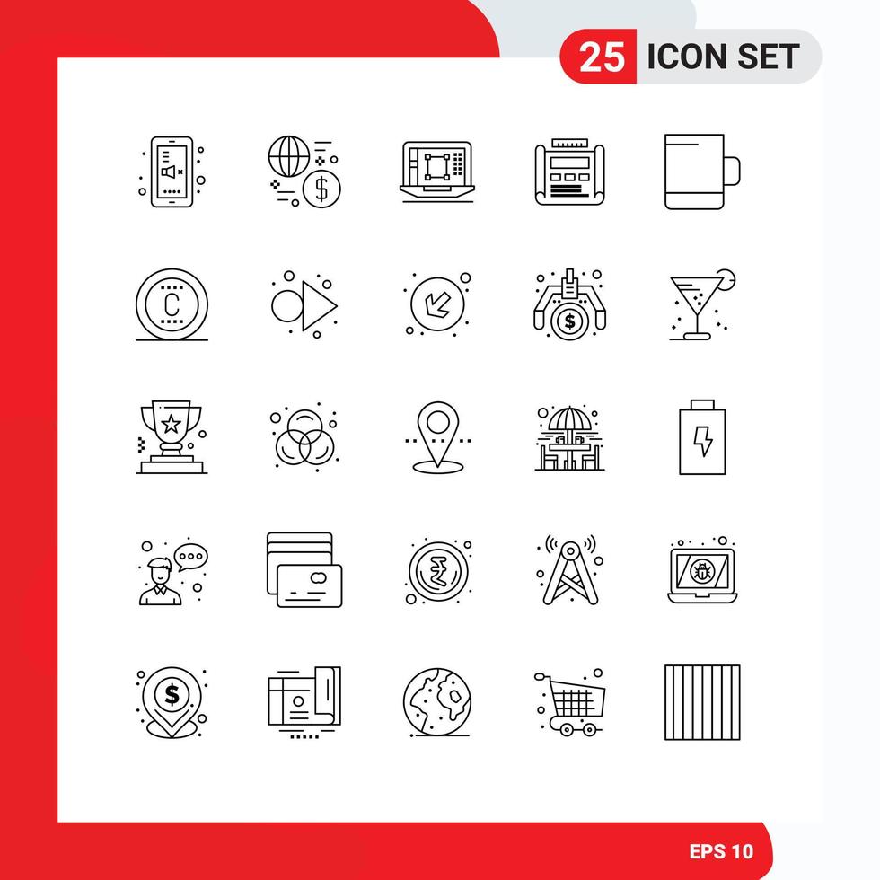 Set of 25 Modern UI Icons Symbols Signs for drawing design transaction blueprint enhance Editable Vector Design Elements