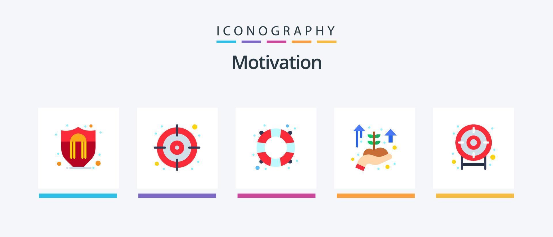 Motivation Flat 5 Icon Pack Including . target. salvation. goal. hand. Creative Icons Design vector