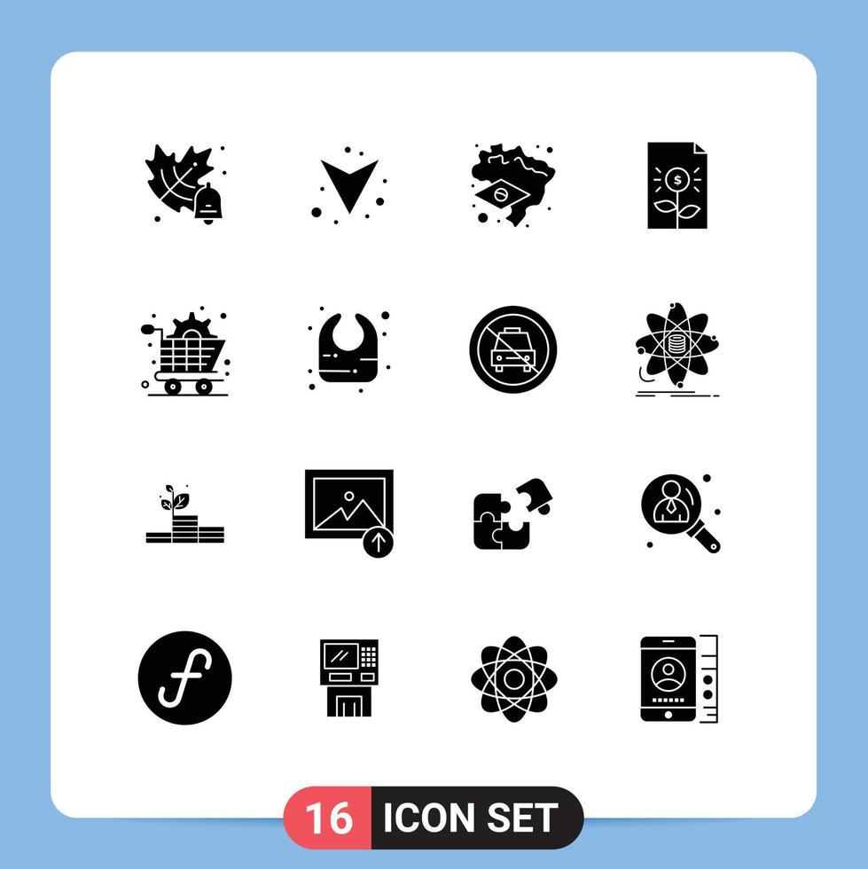 16 Creative Icons Modern Signs and Symbols of gear commerce map art finance Editable Vector Design Elements