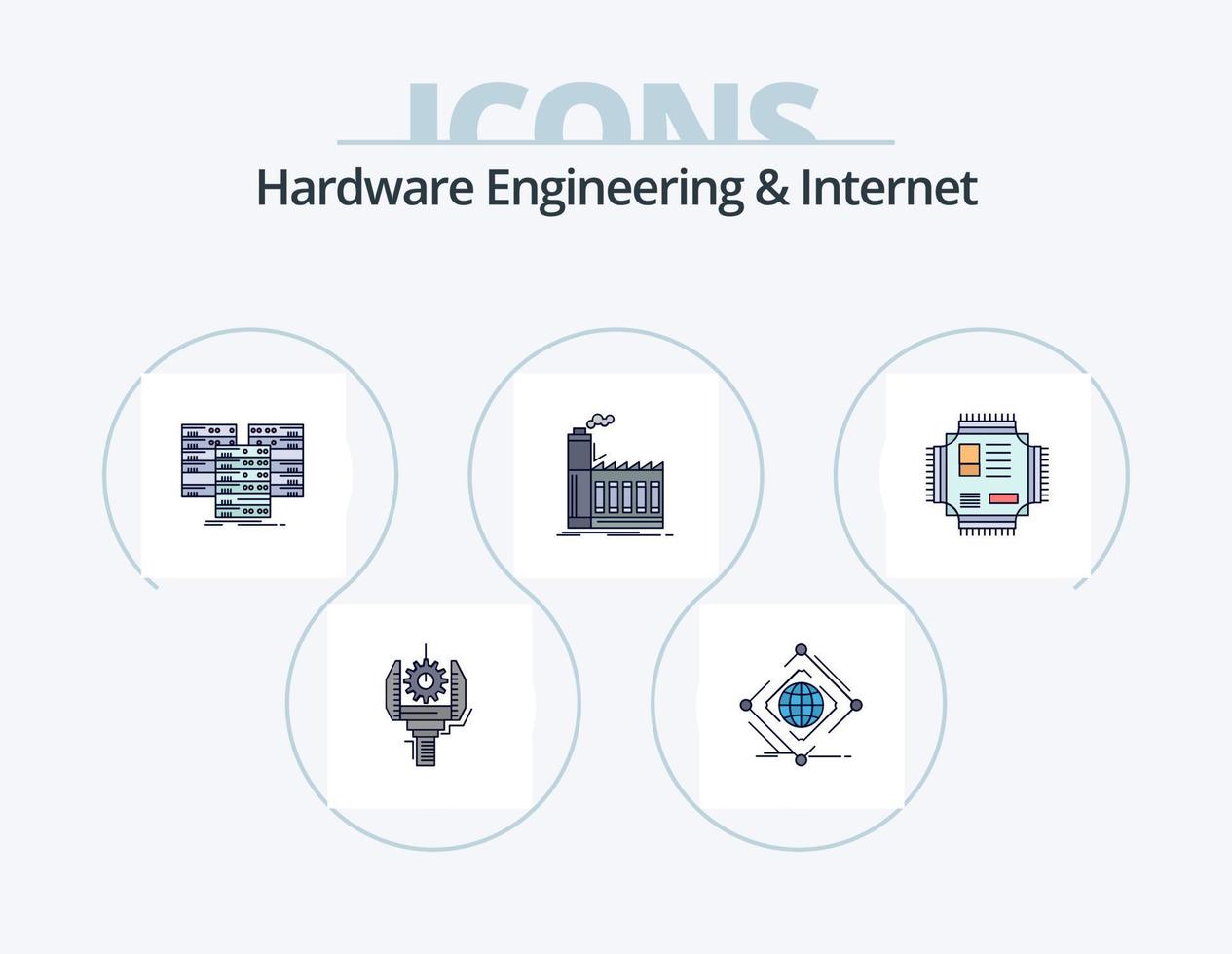 Hardware Engineering And Internet Line Filled Icon Pack 5 Icon Design. data. big. of. smart. monitor vector
