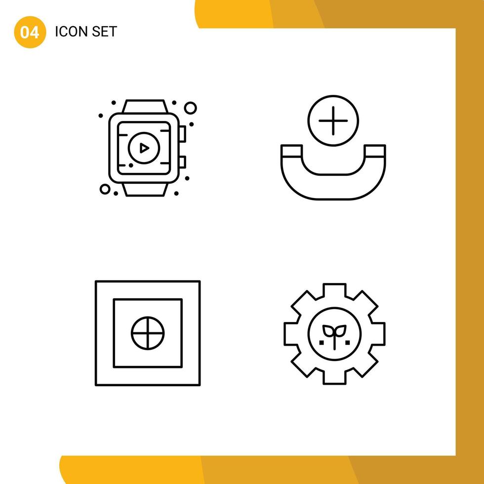 Group of 4 Modern Filledline Flat Colors Set for play environment call finance gear Editable Vector Design Elements