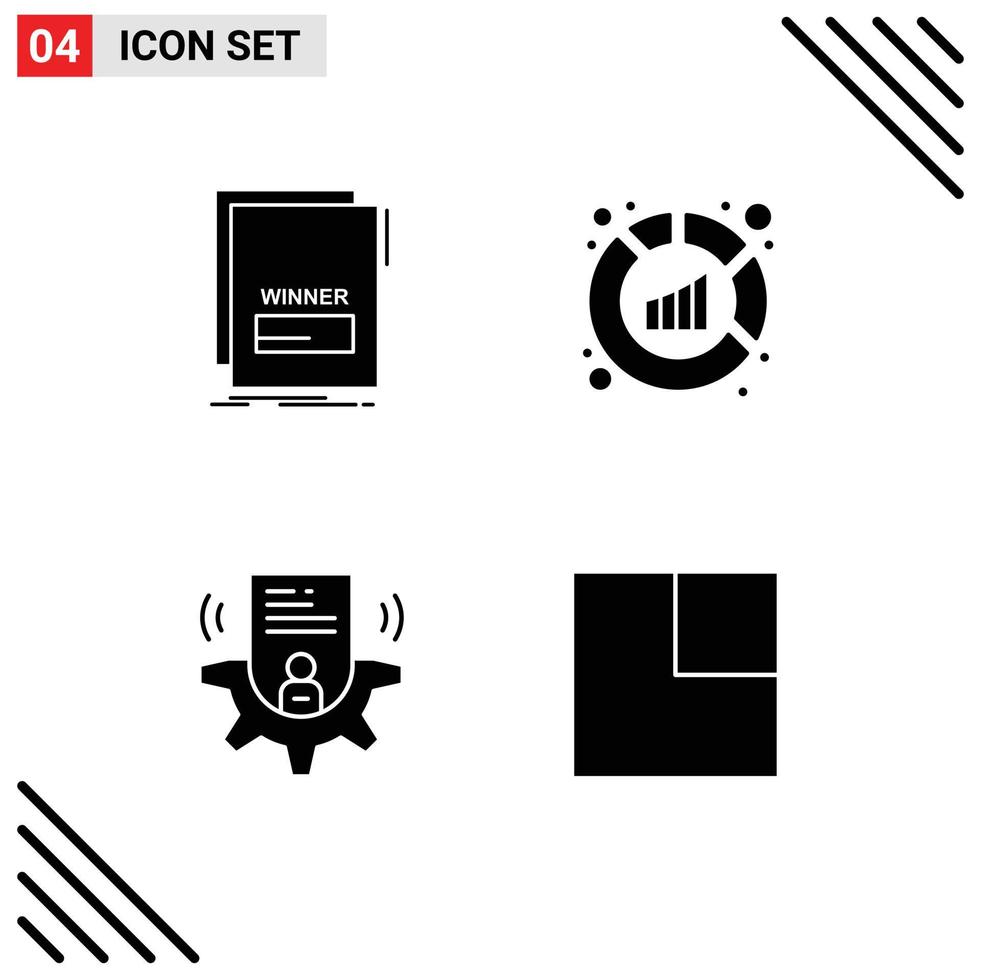 Universal Icon Symbols Group of 4 Modern Solid Glyphs of fraud setting malicious report profile Editable Vector Design Elements