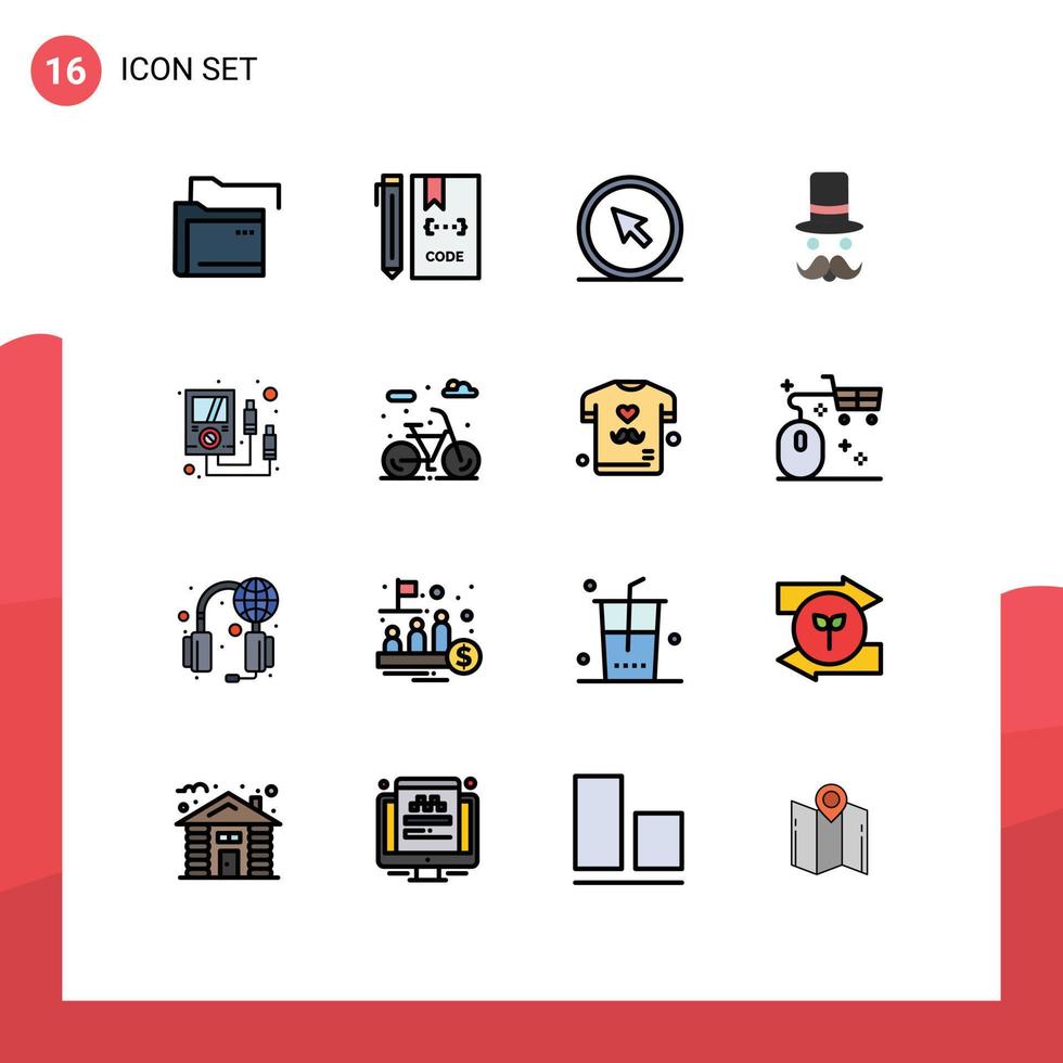 16 Creative Icons Modern Signs and Symbols of santa clause hipster file moustache point Editable Creative Vector Design Elements