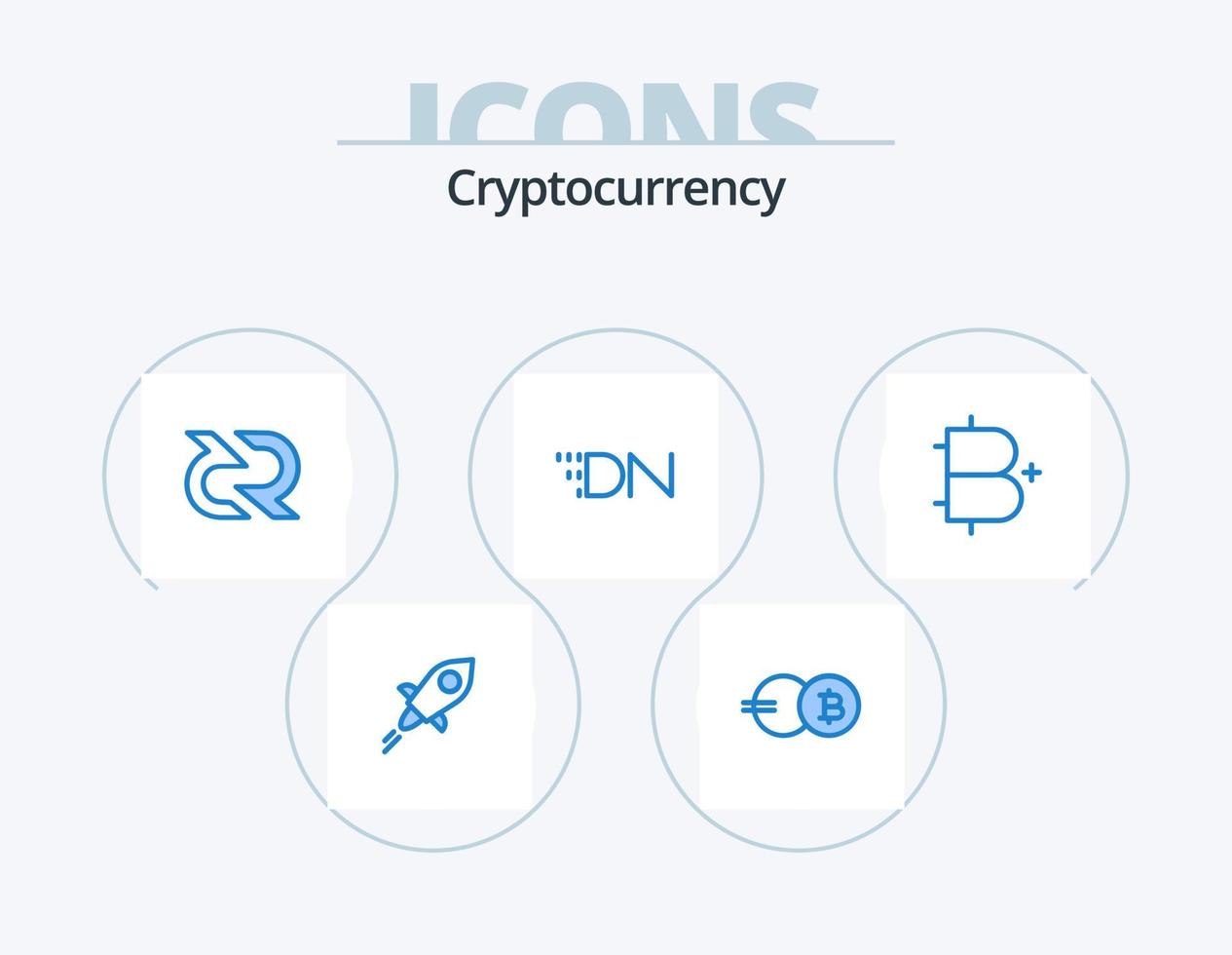 Cryptocurrency Blue Icon Pack 5 Icon Design. add. crypto. decreed. coin. reward vector
