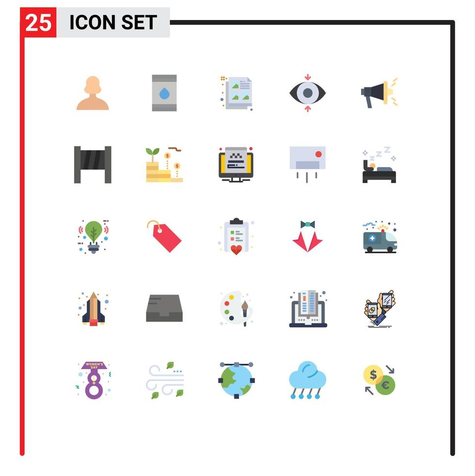 Pictogram Set of 25 Simple Flat Colors of seo view eco focus idea Editable Vector Design Elements